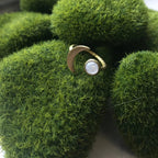 Moon Goddess Ring - Crescent Moon with Rainbow Moonstone - Qu!rk Boutique