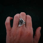 Crescent Moon Ring with Authentic Meteorite - Qu!rk Boutique