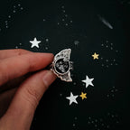 Crescent Moon Ring with Authentic Meteorite - Qu!rk Boutique