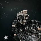 Crescent Moon Ring with Authentic Meteorite - Qu!rk Boutique