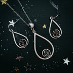 Meteorite Jewelry Set - Teardrop Necklace and Earrings - Qu!rk Boutique