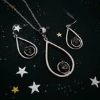 Meteorite Jewelry Set - Teardrop Necklace and Earrings - Qu!rk Boutique