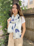Large Beautiful Multi-Purpose Scarf/Shawl/Sarong: Hellebore on Snow - Qu!rk Boutique