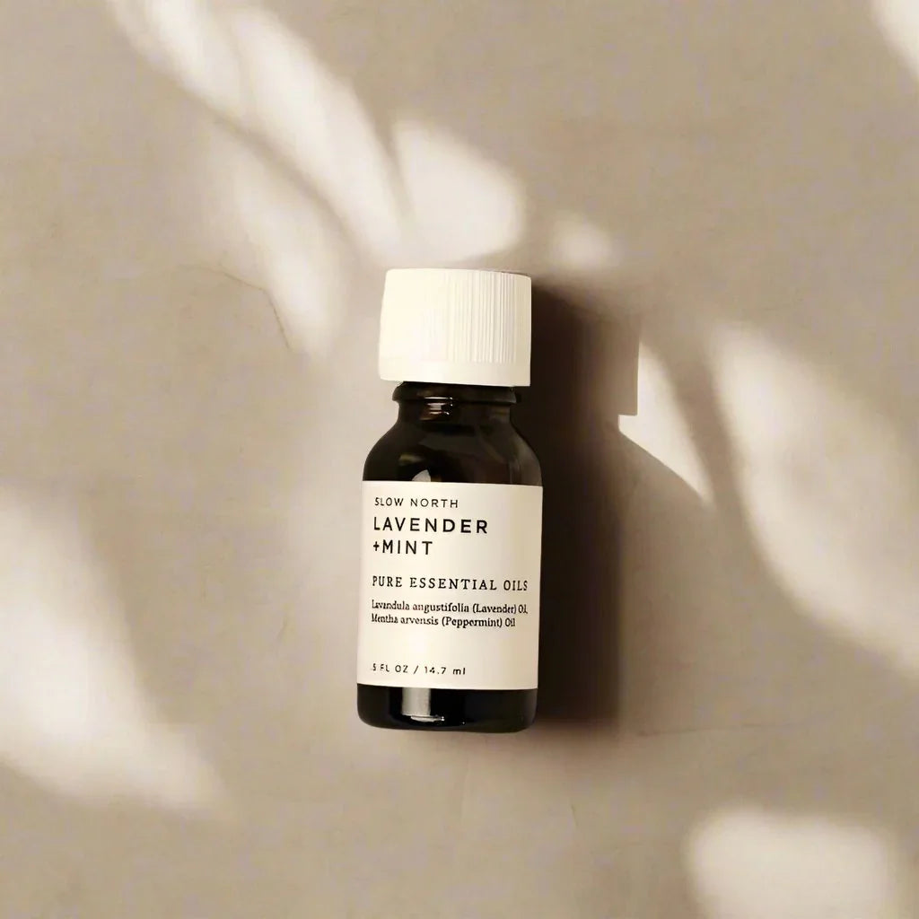 Lavender Mint essential oil blend bottle on neutral background at Qu!rk Boutique