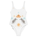 Unique, Artist Designed One Piece Swimsuit in White Jaguar - Qu!rk Boutique