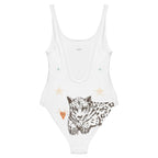 Unique, Artist Designed One Piece Swimsuit in White Jaguar - Qu!rk Boutique