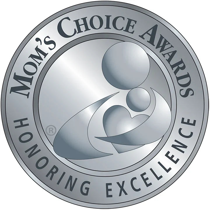 Silver Mom's Choice Awards medallion honoring excellence, featured by Qu!rk boutique.