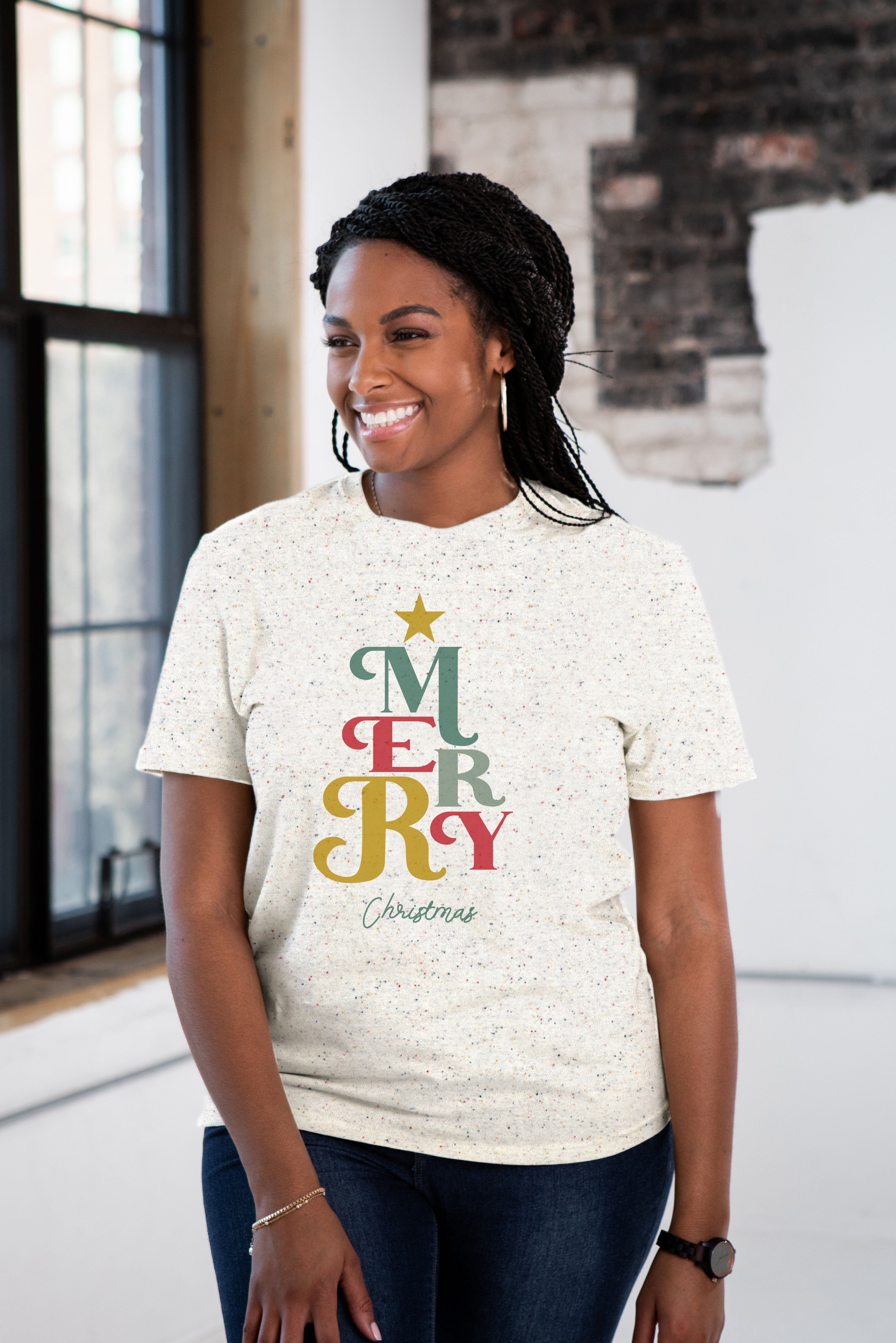 Merry Christmas Tree Unisex Eco-Cotton Tee
