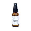 Slow North Linen Spray in amber glass bottle with black spray top, lavender and mint scent, 1 fl oz