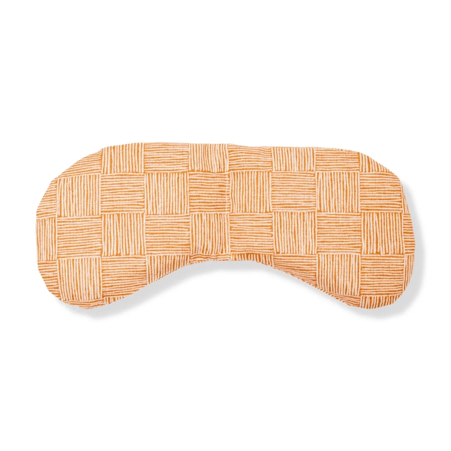 Patterned orange migraine mask with square lines, featured at Qu!rk Boutique