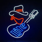 Miller Lite Cowboy Guitar Neon Signs Light - Qu!rk Boutique