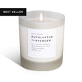 Best seller eucalyptus lavender soy candle in frosted glass, hand-poured, Qu!rk Boutique