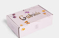 Personalized natural bath and body gift box with gold name Gabriela and floral design
