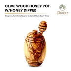Olive Wood Honey Pot w/Honey Dipper - Qu!rk Boutique