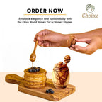 Olive Wood Honey Pot w/Honey Dipper - Qu!rk Boutique