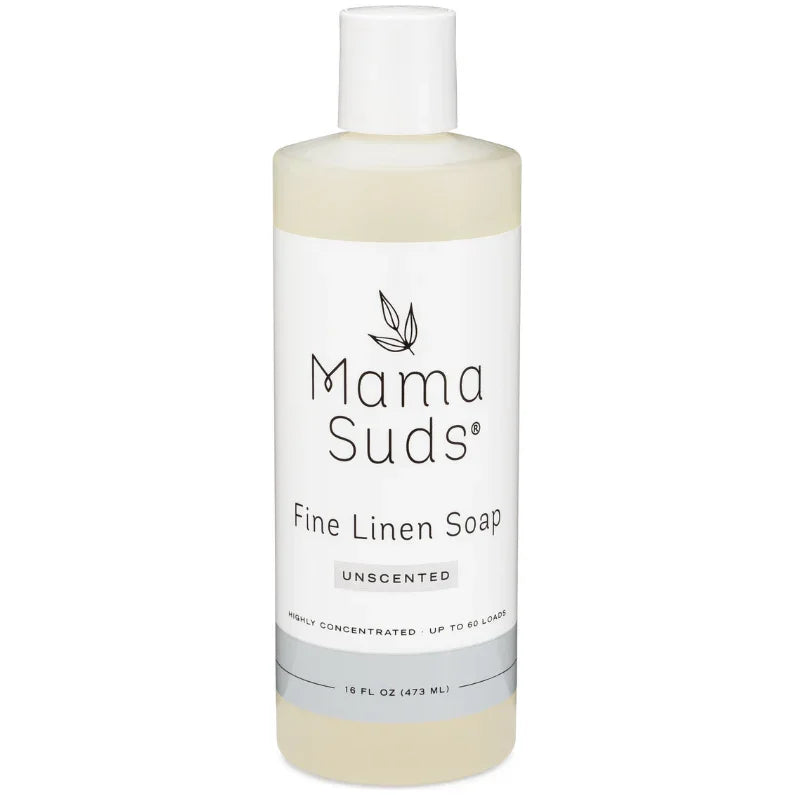 Mama Suds Fine Linen Soap bottle, unscented laundry detergent, 16 oz, at Qu!rk Boutique