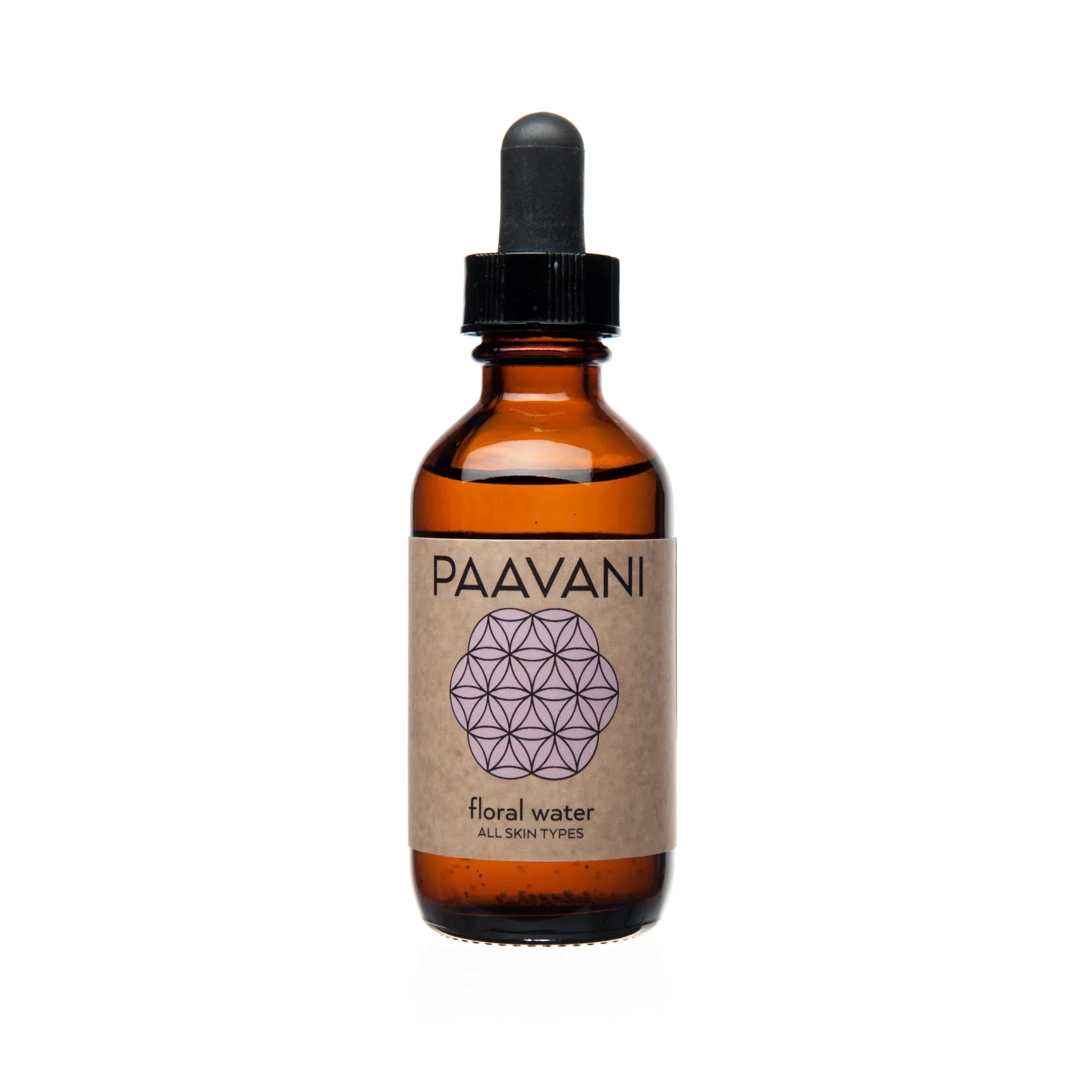 Paavani floral water for all skin types in amber glass dropper bottle, eco-friendly skincare from Qu!rk Boutique