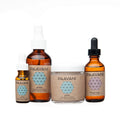 Paavani Ayurveda skincare gift set with facial toner, floral water, serum, and mask jars