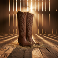 Myra Nalejandra Mocha Brown Leather Boots for Women - Embroidered Tall Western Heels with Pointed Toe for Festive Country Style