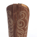 Myra Nalejandra Mocha Brown Leather Boots for Women - Embroidered Tall Western Heels with Pointed Toe for Festive Country Style