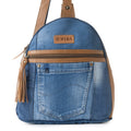 Myra Bluejean fanny pack bag for Women in blue with denim and Front Pocket