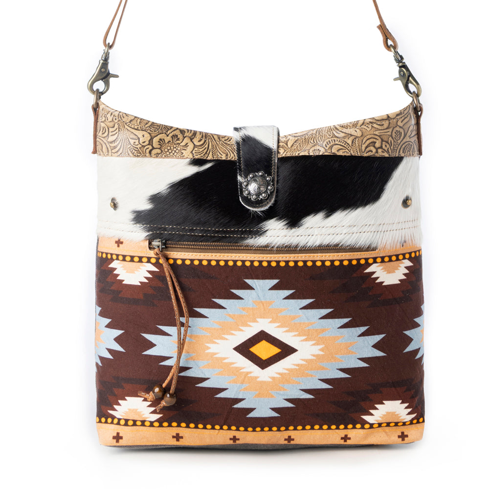 Myra Wovenstone Western shoulder Bag for Women in rust with Aztec detail