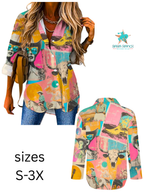 Baha Ranch Pop Western Retro Cowgirl Collage Button Up Blouse - Qu!rk Boutique