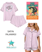 Baha Ranch Retro Pop Western Wild West Pink Pin Stripe Satin Pajamas - Qu!rk Boutique