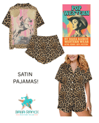 Baha Ranch Retro Pop Western Leopard Cowgirl Satin Pajamas - Qu!rk Boutique