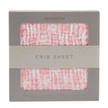 Primrose pink plaid cotton muslin crib sheet in a gift box, Newcastle Classics branding