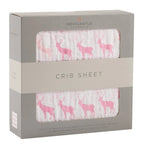Pink Deer Cotton Muslin Crib Sheet - Qu!rk Boutique