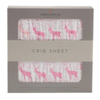 Pink Deer Cotton Muslin Crib Sheet - Qu!rk Boutique