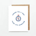 Greeting card with a compass illustration and 'Wishing you a year filled with adventure' text