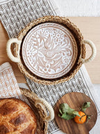 Monogrammed Bread Warmer & Basket Gift Set with Tea Towel - Bird Round - Qu!rk Boutique