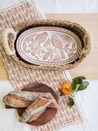 Bread Warmer & Basket Gift Set with Tea Towel - Lovebird Oval - Qu!rk Boutique
