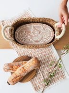 Monogrammed Bread Warmer & Basket Gift Set with Tea Towel - Bird Oval - Qu!rk Boutique
