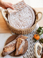 Monogrammed Bread Warmer & Basket Gift Set with Tea Towel - Bird Round - Qu!rk Boutique