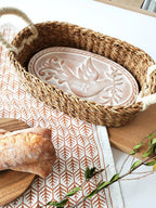 Monogrammed Bread Warmer & Basket Gift Set with Tea Towel - Bird Oval - Qu!rk Boutique