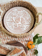 Bread Warmer & Basket Gift Set with Tea Towel - Lovebird Round - Qu!rk Boutique