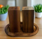 Salt & Pepper Shakers on an Acacia Wood Base - Qu!rk Boutique