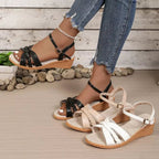 Open Toe Wedge Sandals - Qu!rk Boutique