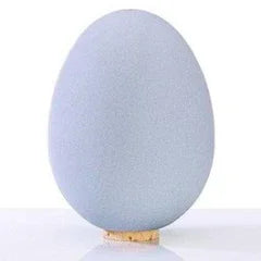 Light blue egg-shaped sponge on cork stand, Qu!rk Boutique artist-designed gift.
