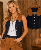 Giddy Up Cowgirl Fringe Vest Shorts Set Outfit - Qu!rk Boutique