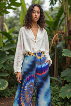 Shibori Cosmic Galaxy Pleated Twill Trouser Pants - Qu!rk Boutique