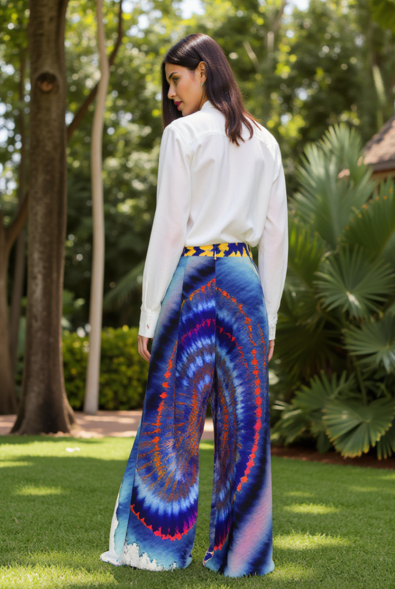 Shibori Cosmic Galaxy Pleated Twill Trouser Pants - Qu!rk Boutique
