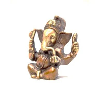 Small brass Ganesh statue for yoga studio, home altar, or spiritual gift from Qu!rk Boutique