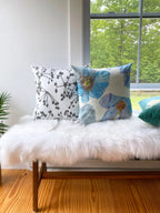💚 Throw Pillow: Himalayan Blue Poppies on Ecru - Qu!rk Boutique