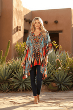 Stylish Rhinestone Lace-Up V-Neck Women's Caftan Poncho Cover-Up by Sakkas Aymee - Qu!rk Boutique
