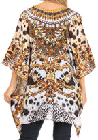 Stylish Rhinestone Lace-Up V-Neck Women's Caftan Poncho Cover-Up by Sakkas Aymee