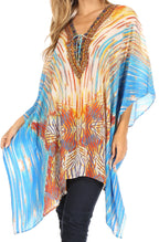 Stylish Rhinestone Lace-Up V-Neck Women's Caftan Poncho Cover-Up by Sakkas Aymee